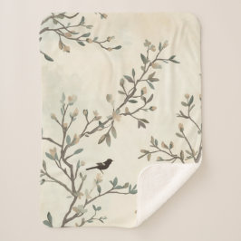 Vogelzweig-Aquarell-Beige-Naturmalerei Sherpadecke