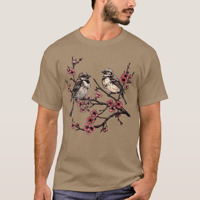 Vogelzweig-Vogelbeobachtung Watching Watcher Vinta T-Shirt (Vorderseite)
