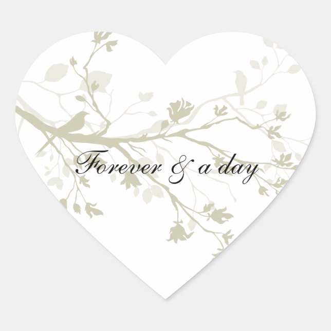 Vogelzweige Herz-Aufkleber (Vorderseite)