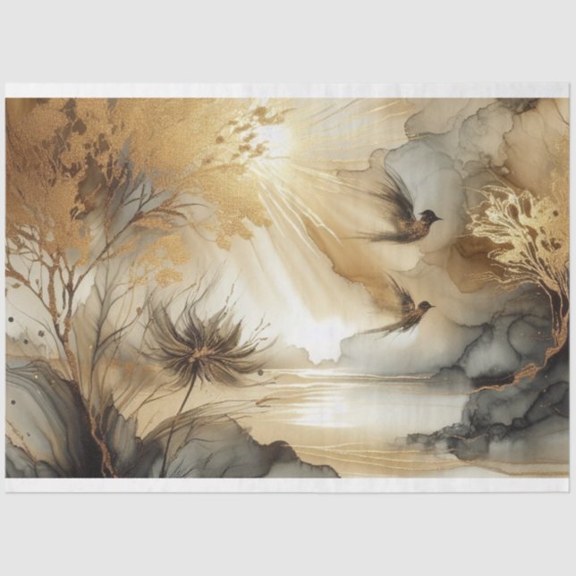 Vogelzwirnpapier, Decoupage, Geschenkverpackung Seidenpapier (Vorderseite)