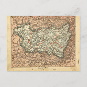 Vogesen, französische Landkarte 1890 Postkarte
