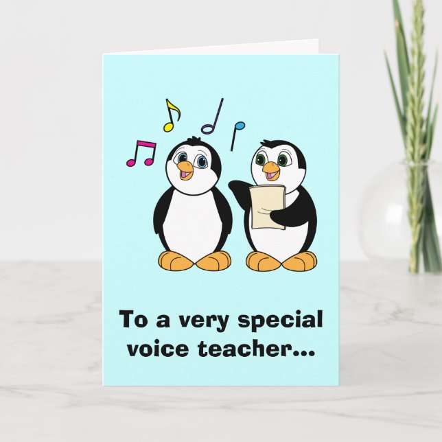 Voice Teacher Vielen Dank mit singenden Pinguinen Dankeskarte (Vorderseite)