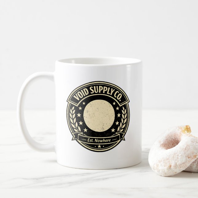 Void Supply Co Est Nirgendwo Lustiger Dunkler Humo Kaffeetasse (Mit Donut)