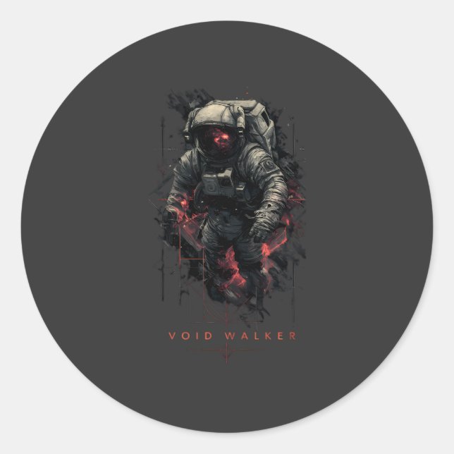 Void Walker Astronaut Schwerer Metallstil Runder Aufkleber (Vorderseite)