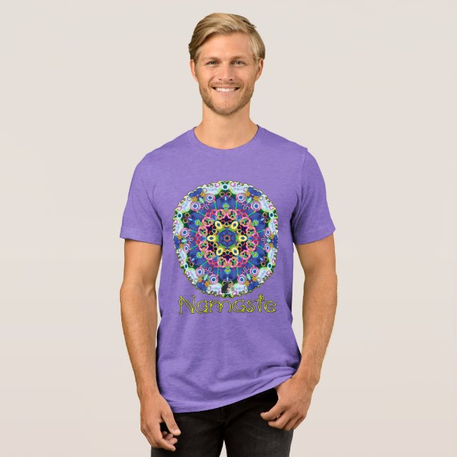Voila Namaste Kaleidoscope T-shirt Tri-Blend Shirt (Vorderseite voll)