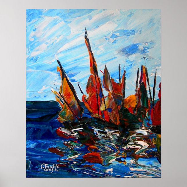 Voiliers au port a bainet 2009 poster (Vorne)