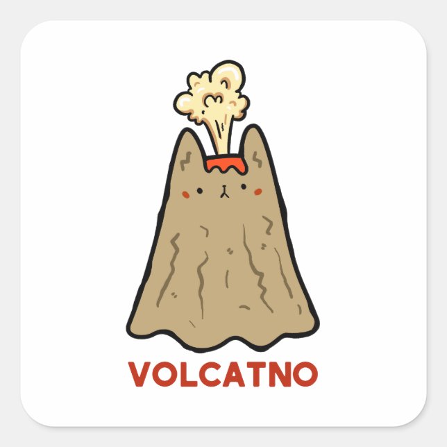 Vol-cat-no-Niedlich Cat Pun Sticker (Vorderseite)