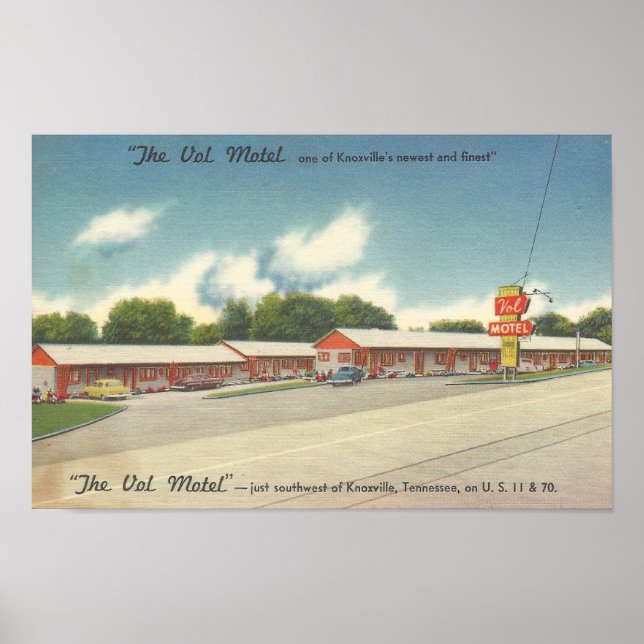 VOL Motel, Knoxville, TN ~ Vintage Postkarte Poster (Vorne)