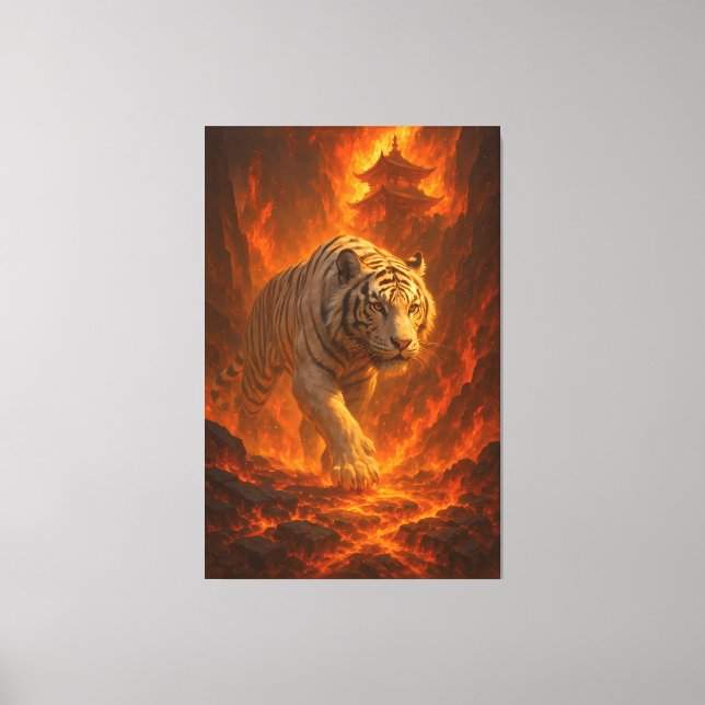  Volcanic White Tiger | Inferno King of the Fire R Leinwanddruck (Vorderseite)