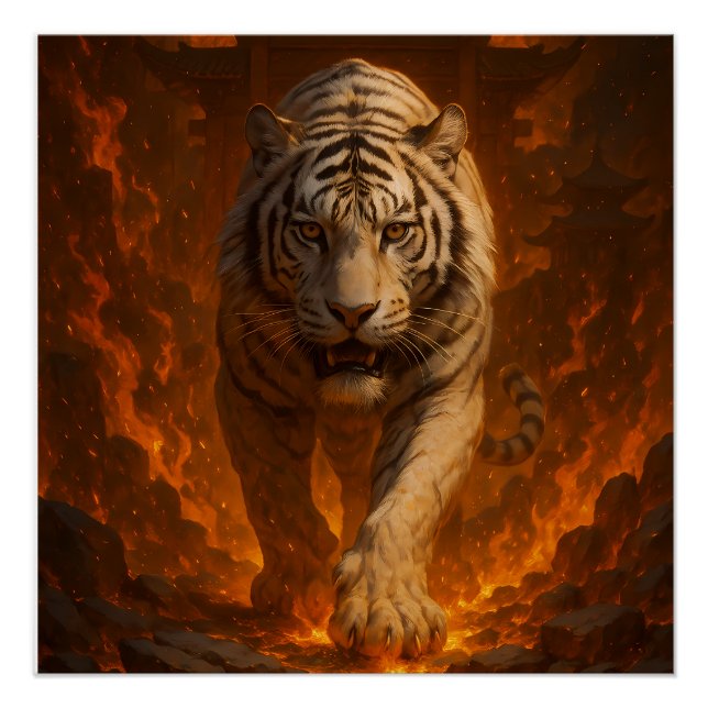 Volcanic White Tiger Premium Wall Art – Fine Art C Poster (Vorderseite)