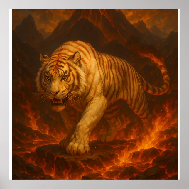 Volcanic White Tiger Premium Wall Art – Fine Art C Poster (Vorne)