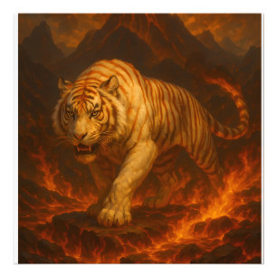 Volcanic White Tiger Premium-Wandkunst – Feine Kun Fotodruck