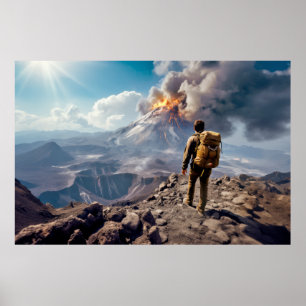 Volcano Herausforderung Outdoor Adventure Erkundun Poster