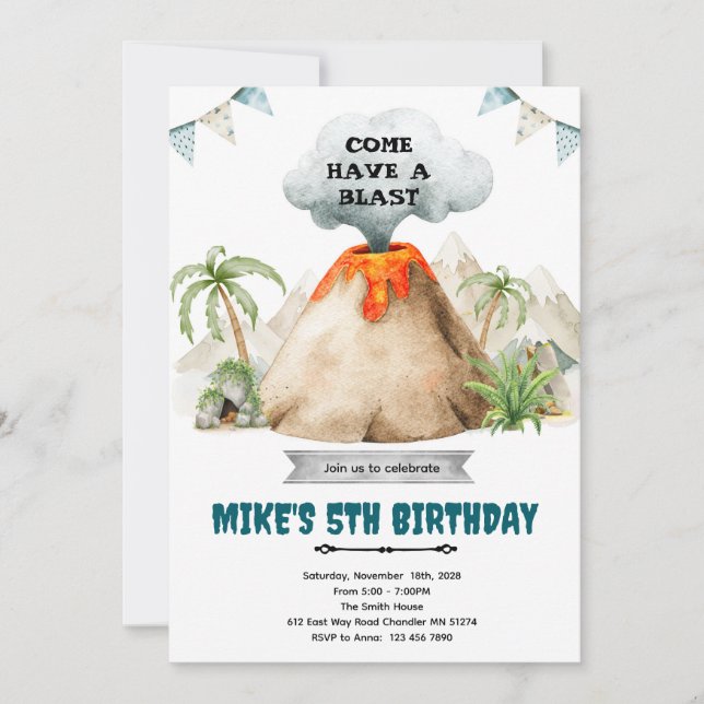 Volcano theme party Invitation Einladung (Vorderseite)