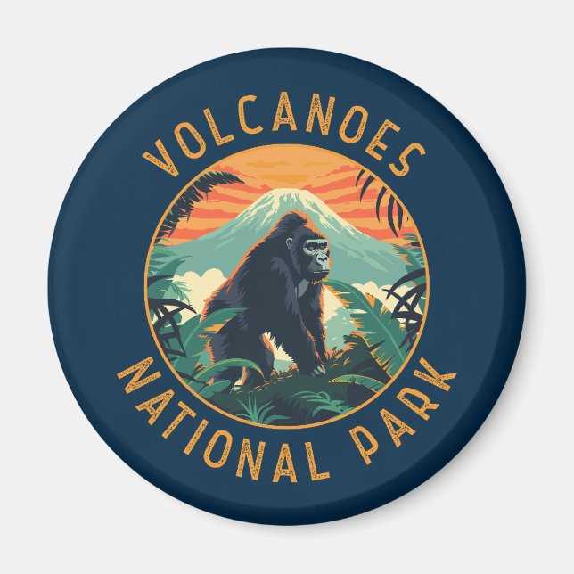 Volcanos Nationalpark Ruanda Retro Not leidend Magnet (Vorne)