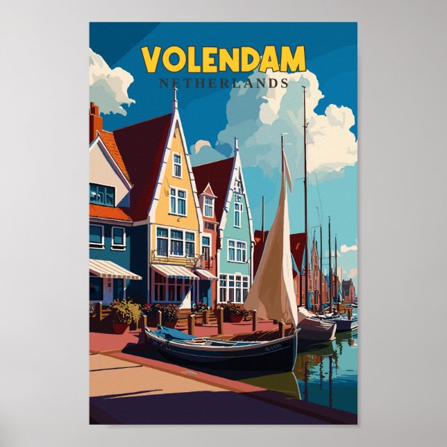 Volendam Netherlands Travel Art Vintag Poster (Vorne)