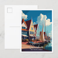 Volendam Netherlands Vintage Wealth Illustration