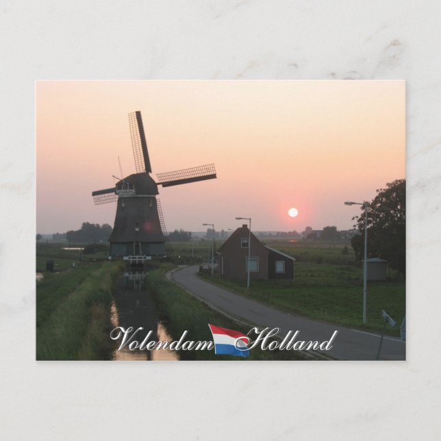 Volendam Sunset Windmill Holland Postcard Postkarte (Vorderseite)