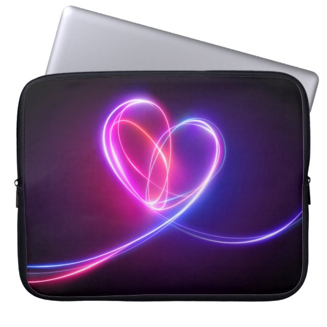 Volet rosa Neonlicht zeichnend. Abstrakte Herzzeit Laptopschutzhülle (Vorderseite)