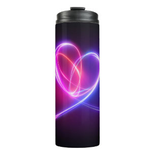 Volet rosa Neonlicht zeichnend. Abstrakte Herzzeit Thermosbecher