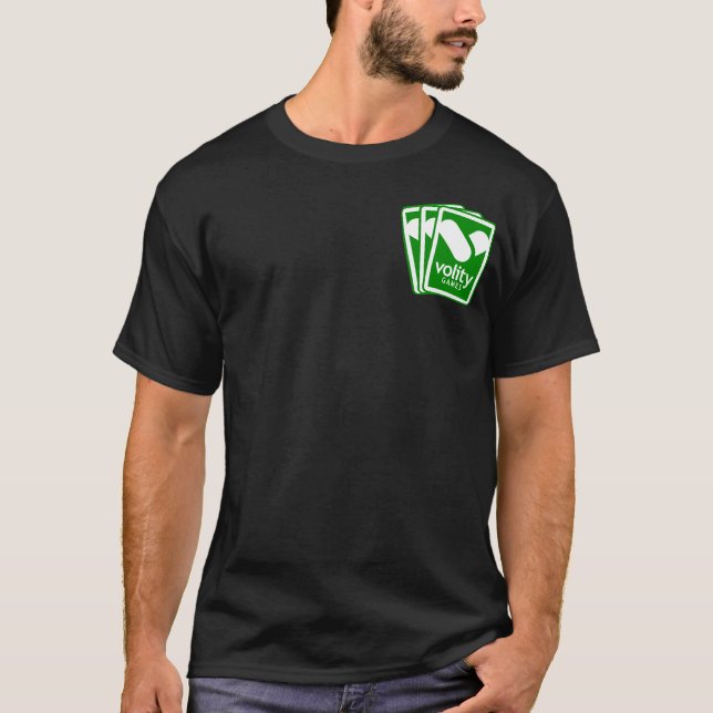 Volity Spiel-Fan-Abzeichen dunkle T T-Shirt (Vorderseite)