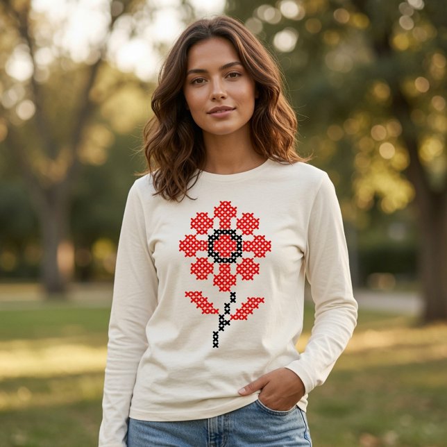 Volks Kreuzstich Blume Tri-Blend Shirt (Von Creator hochgeladen)