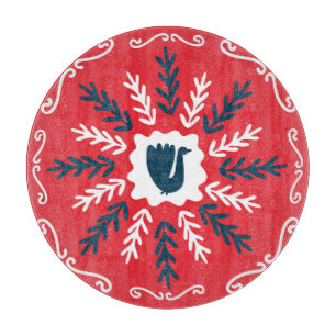 Volks-Kritzelkunst-Weihnachtskachel Schneidebrett