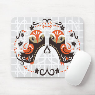 Volks Kunst Zwillings-Eulen-Raster-Mauspad Mousepad