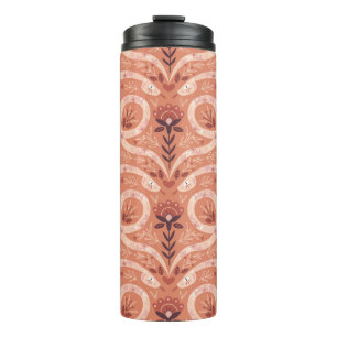 Volksblumen-Schlange: Symmetrisches Vintage Thermosbecher