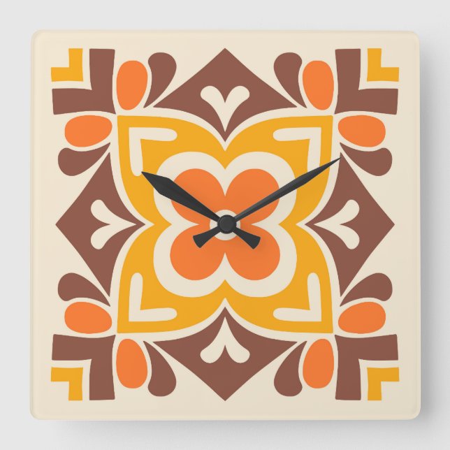 Volksblüte Quadratische Wanduhr (Vorderseite)