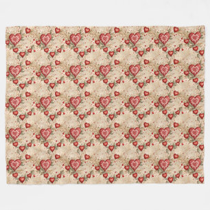 Volksfestkunst Rote Herzen Fleecedecke