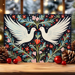 Volksfestliche Weihnachtsmotive mit Tauben und Blu Feiertagskarte