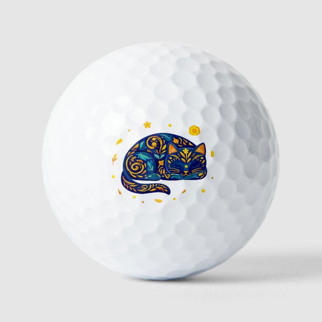 Volksgut Katze in Blau Golfball (Vorderseite)