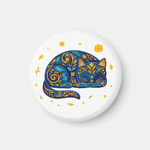 Volksgut Katze in Blau Magnet