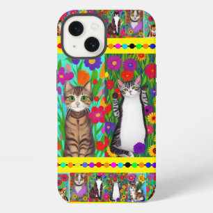 Volksgut Launischer Stil Katze und Blumen iPhone 13 Hülle