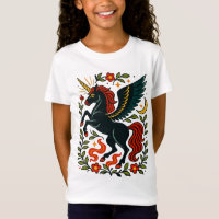 Volksgut Pegasus Einhorn Blumen Celestial T-Shirt