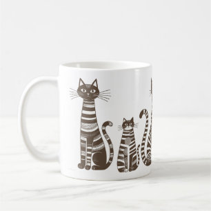 Volksgut Schwarz Weiß gestreifte Katzen Kaffeetasse
