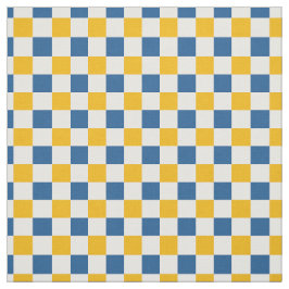 Volksgut-Zitronen-Schachbrett in Gold und Blau  Stoff