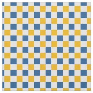 Volksgut-Zitronen-Schachbrett in Gold und Blau Stoff