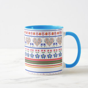 Volkskunst-Blumen-Herzen-Rand-Ringer-Kaffeetasse Tasse
