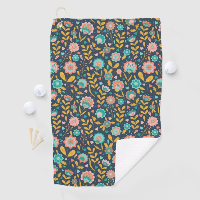 Volkskunst-Blumen-Muster Golfhandtuch (Insitu)