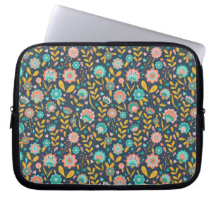 Volkskunst-Blumen-Muster Laptopschutzhülle