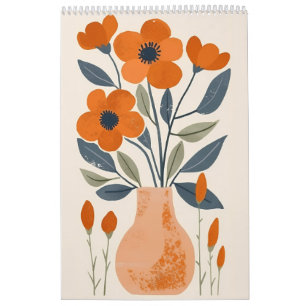 Volkskunst Blumen Skandinavischer Orangenblumen- Kalender