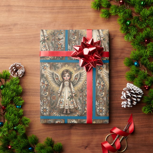 Volkskunst Engel Weihnachten Geschenkpapier (Feiertagsgeschenk)