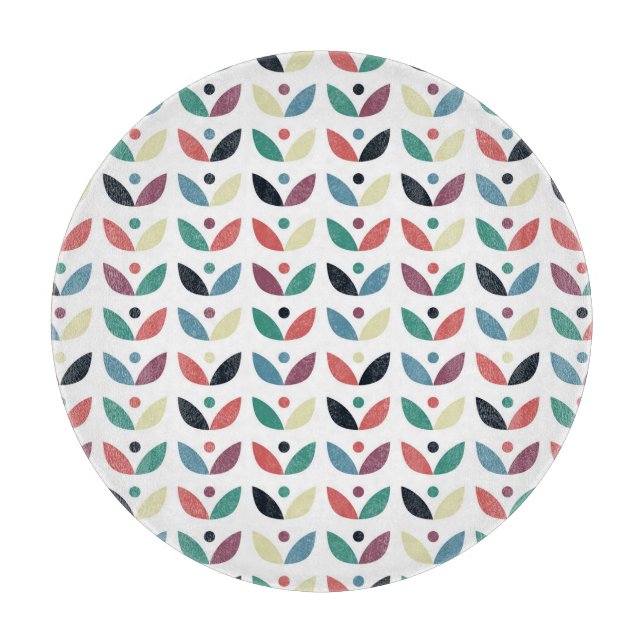 Volkskunst-geometrisches mit Blumenmuster Schneidebrett (Vorderseite)