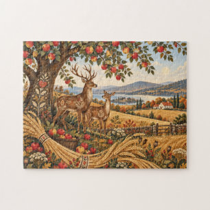 Volkskunst Herbstliche Hirschernte Landschaften au Puzzle
