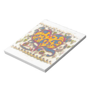 Volkskunst Herz mit Blätter und Blume Notizblock