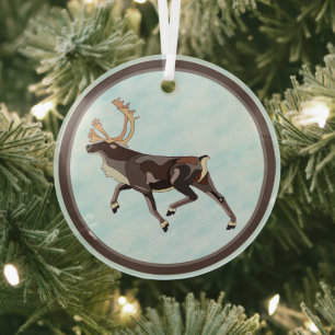 Volkskunst Karibu/Rentier Ornament Aus Glas