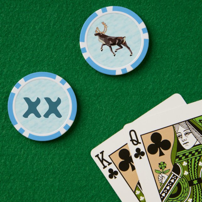 Volkskunst Karibu/Rentier Pokerchips (Pokertisch (doppelt))