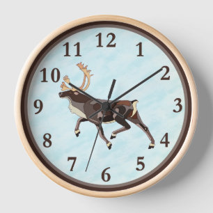 Volkskunst Karibu/Rentier Uhr